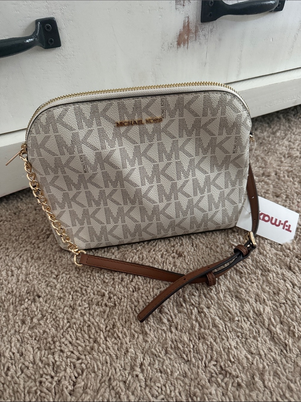 Michael Kors Beige/Acorn Signature Canvas Crossbody